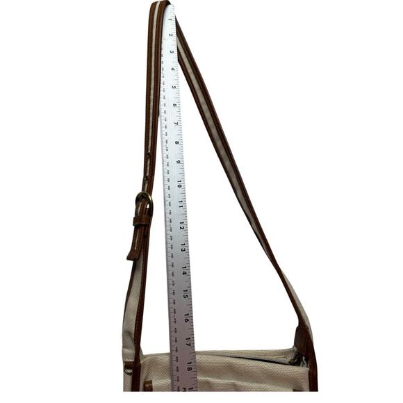 Fossil Linen Crossbody Purse Outside Pocket Very Clean Inside and Out - Picture 8 of 9